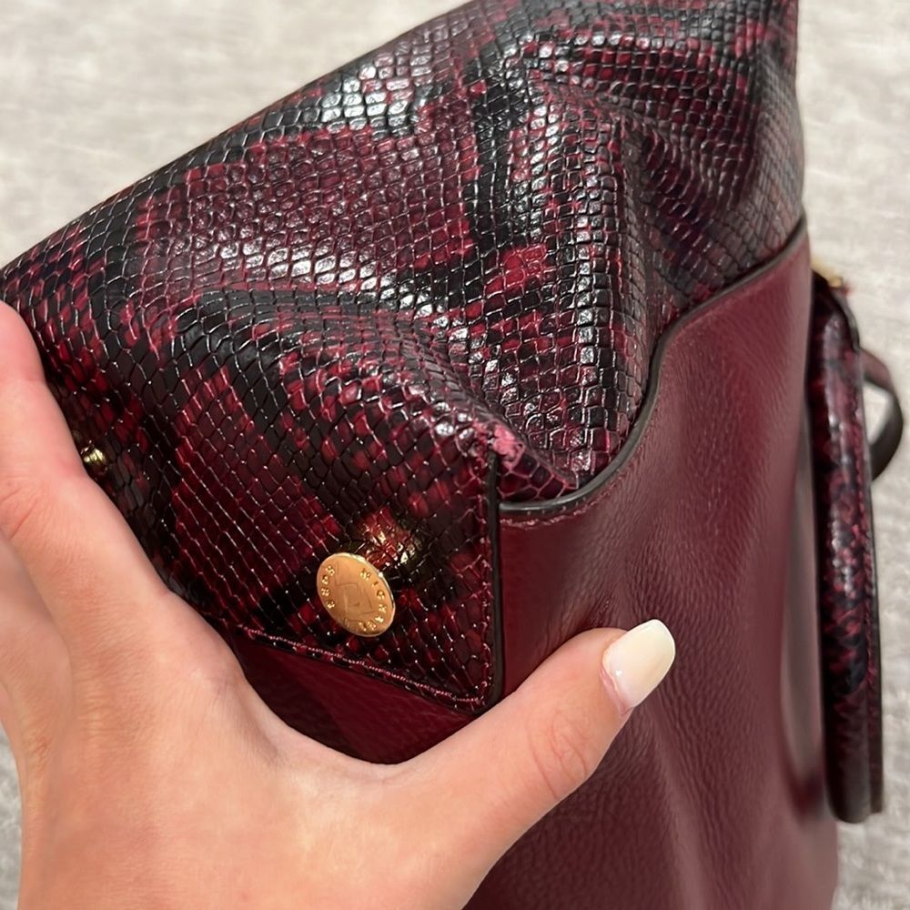 MICHAEL Michael Kors Riley Python-Embossed Satchel Bag in Merlot - Picture 5 of 16